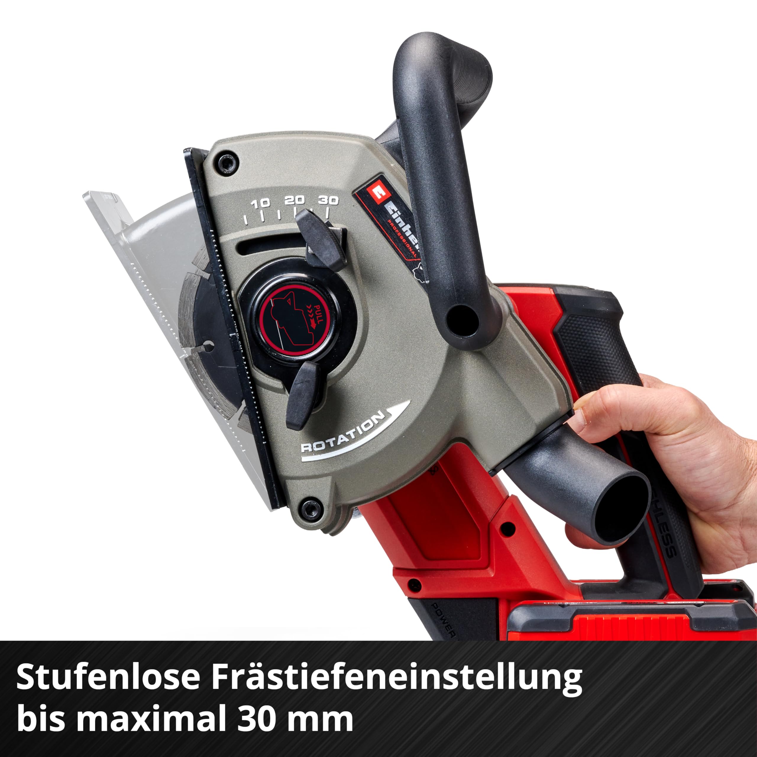 Einhell Professional Akku-Mauernutfräse TP-MA 36/30 Li BL - Solo Power X-Change (36 V, 1500 W, Schnittbreite bis 30 mm, Schnitttiefe bis 30 mm, inkl. 2x Diamant-Trennscheiben)
