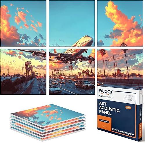 Miniatura 12 de BUBOS - Paquete de 8 paneles acústicos artísticos con aislamiento de sonido para paredes, panel de 47.2X31.4 pulgadas que absorbe el sonido, paneles