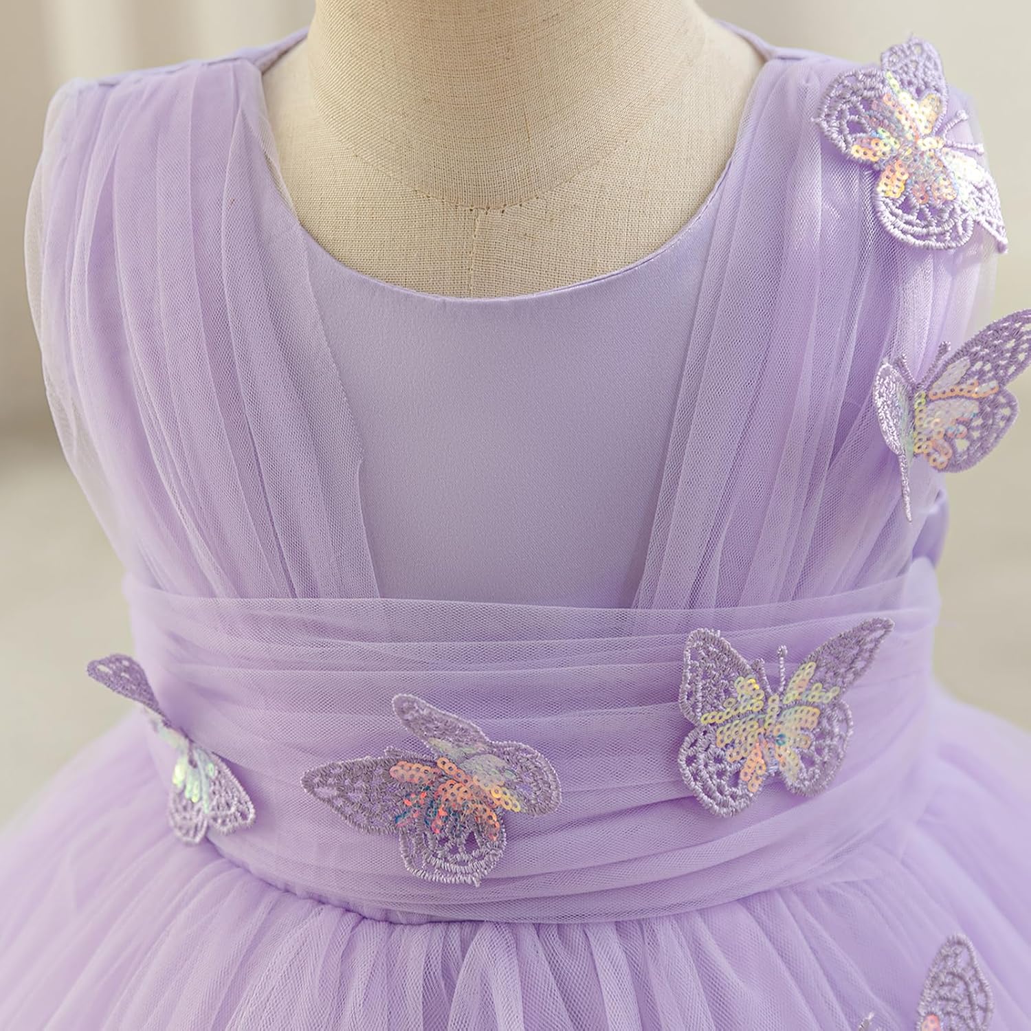 FYMNSI Kids Girls Birthday Dress Princess Butterfly Ruffle Tulle Tutu Dresses Toddler Formal Wedding Pageant Party Prom Gown - Image 5