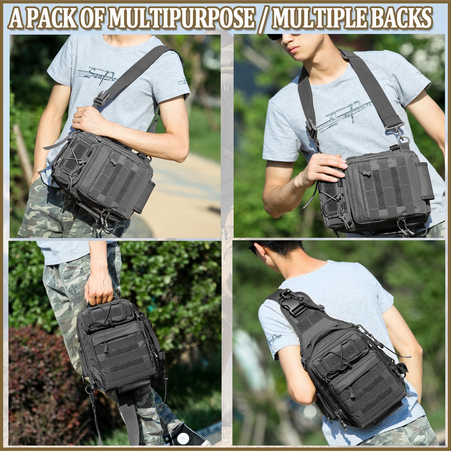 Taeku Tactical Sling Bag, Waterproof Military Crossbody Pack Chest Bag for Men Outdoor EDC Shoulder Backpack Sports Bag - Image 5