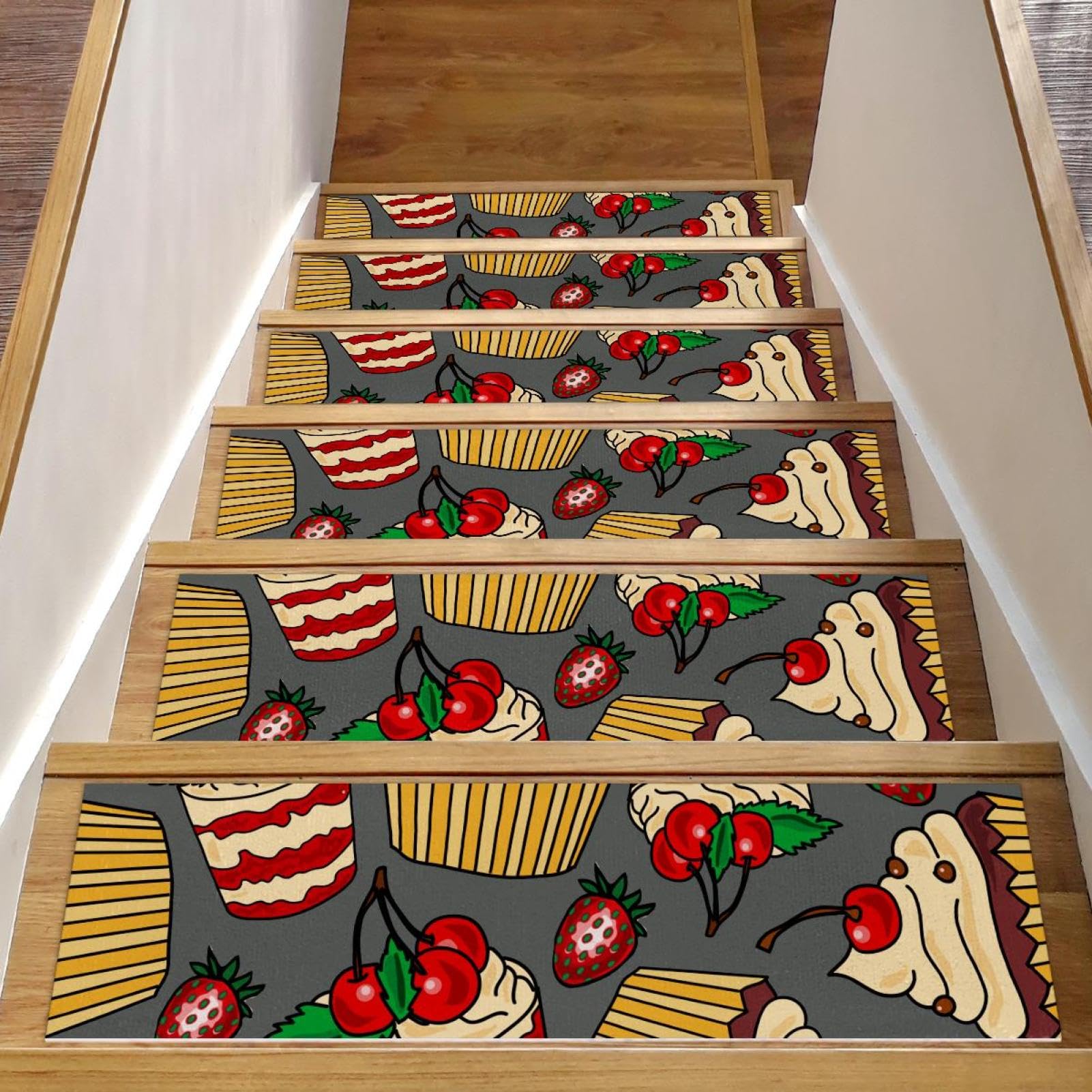 Tapis d'escalier antidérapants lot de 15 marches en bois motifs fruits d'automne