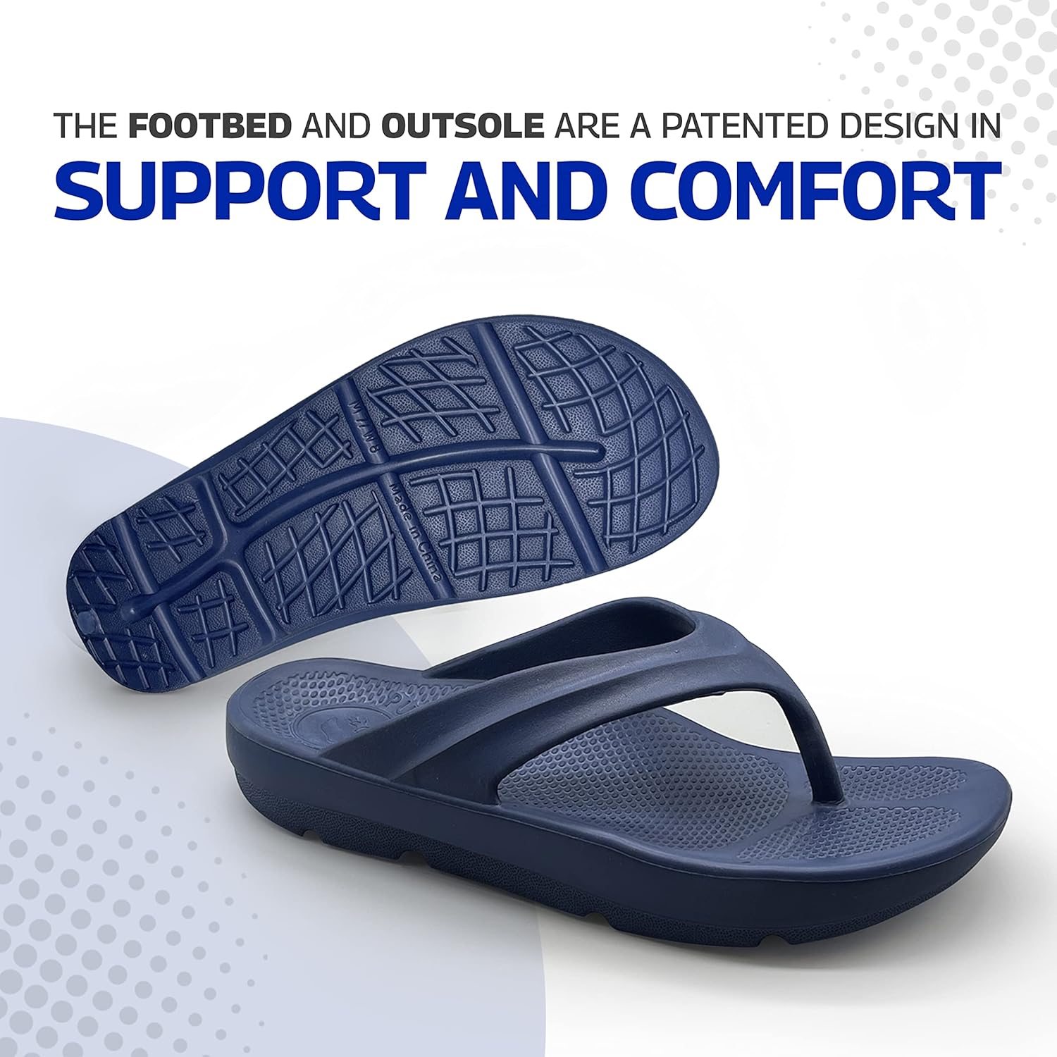Pure Stride Therapeutic Flip Flops, Orthotic Thong Sandals for Plantar Fasciitis, Metatarsal and Heel Spurs, Feet Pain Relief and Arch Support - Navy, Men’s Size 10/Women’s Size 11 - Image 6