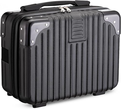 Miniatura 44 de Noverlife Estuche de viaje cosmético portátil de 14 pulgadas, a prueba de presión, ABS, maleta, mini equipaje de mano de viaje con banda elástica