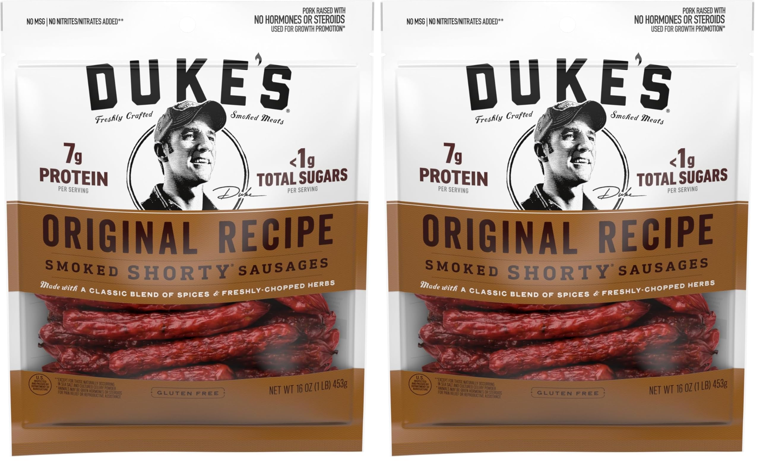 Duke's Original Recipe Smoked Shorty Sausages, Keto Friendly, 16 oz. (Pack of 2)