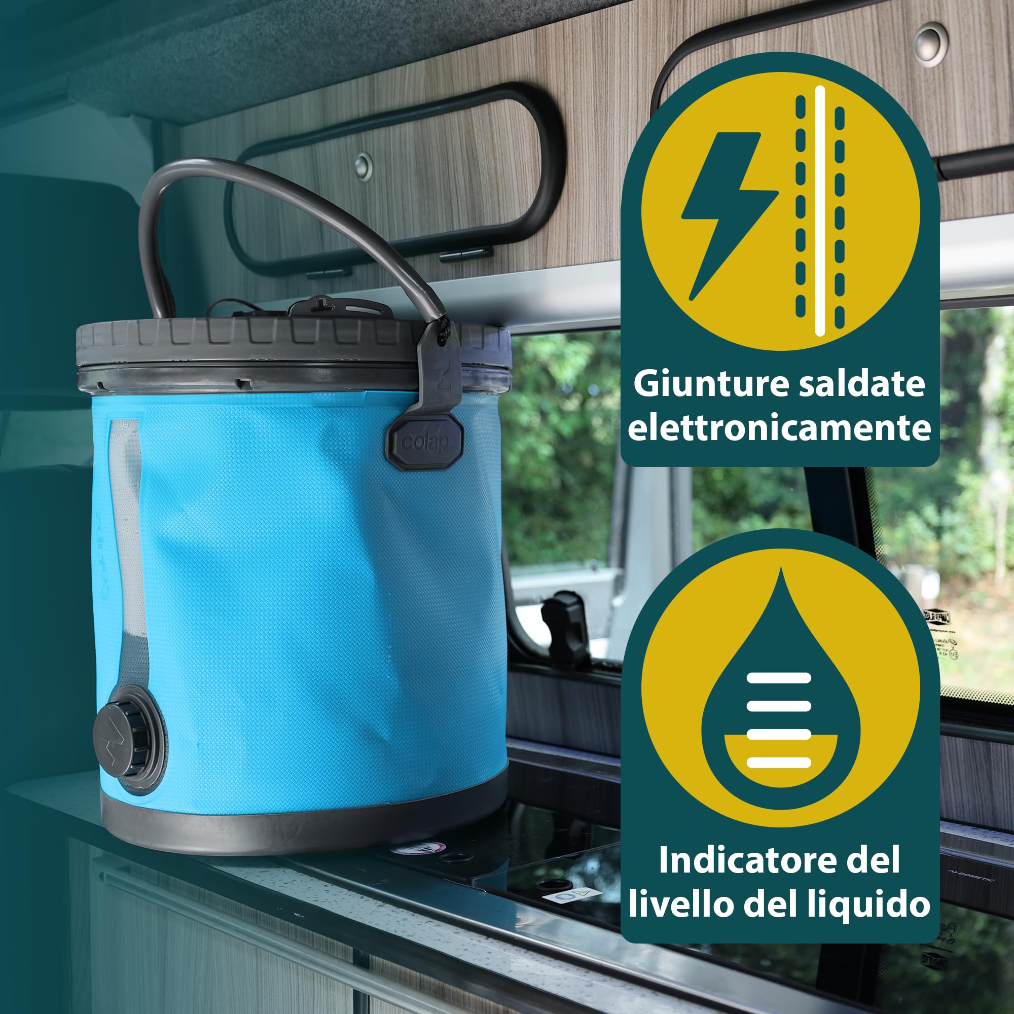 Colapz Tanica Acqua Pieghevole 20L Premium – Senza BPA Contenitore da Campeggio con Coperchio Bloccabile & Rubinetto – Serbatoio Resistente per Acqua Potabile Esterno Giardino & Camper