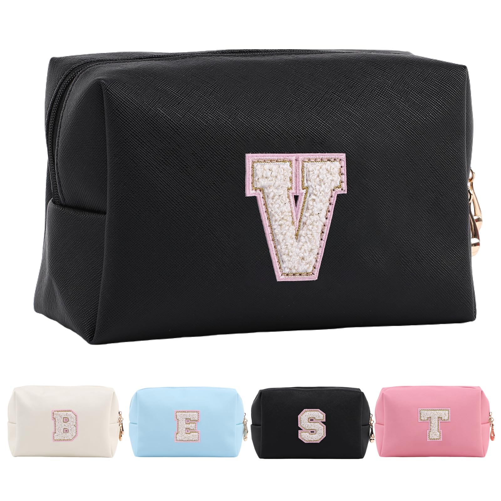 Personalized Makeup Bag,Waterproof Travel Makeup Pouch Cosmetic Bag Birthday Gift for Women Mom，Bride Bridesmaid Cosmetic Bag A-Z — view 112