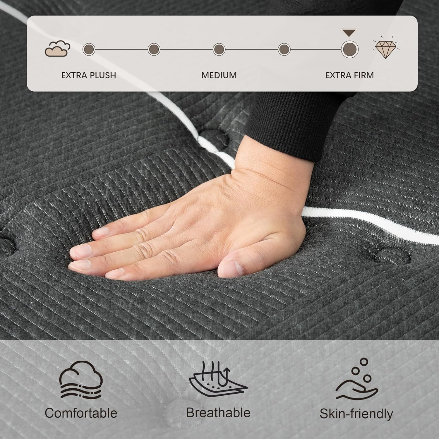 Ultra Firm King Mattress, 14 Inch Extra Firm King Size(Upgraded Enhanced) Plush Hybrid Mattress, Extra Lumbar Support,Double Sided Sleep,with Firm Foam Encased Edge Support, Fiberglass-Free