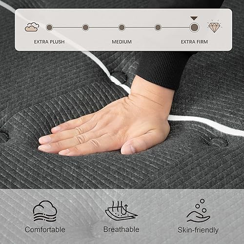 Miniatura 6 de Colchón King de lujo de 14 pulgadas extra firme (mejorado y mejorado) híbrido de lujo, soporte lumbar extra, alivio del dolor de espalda, sueño