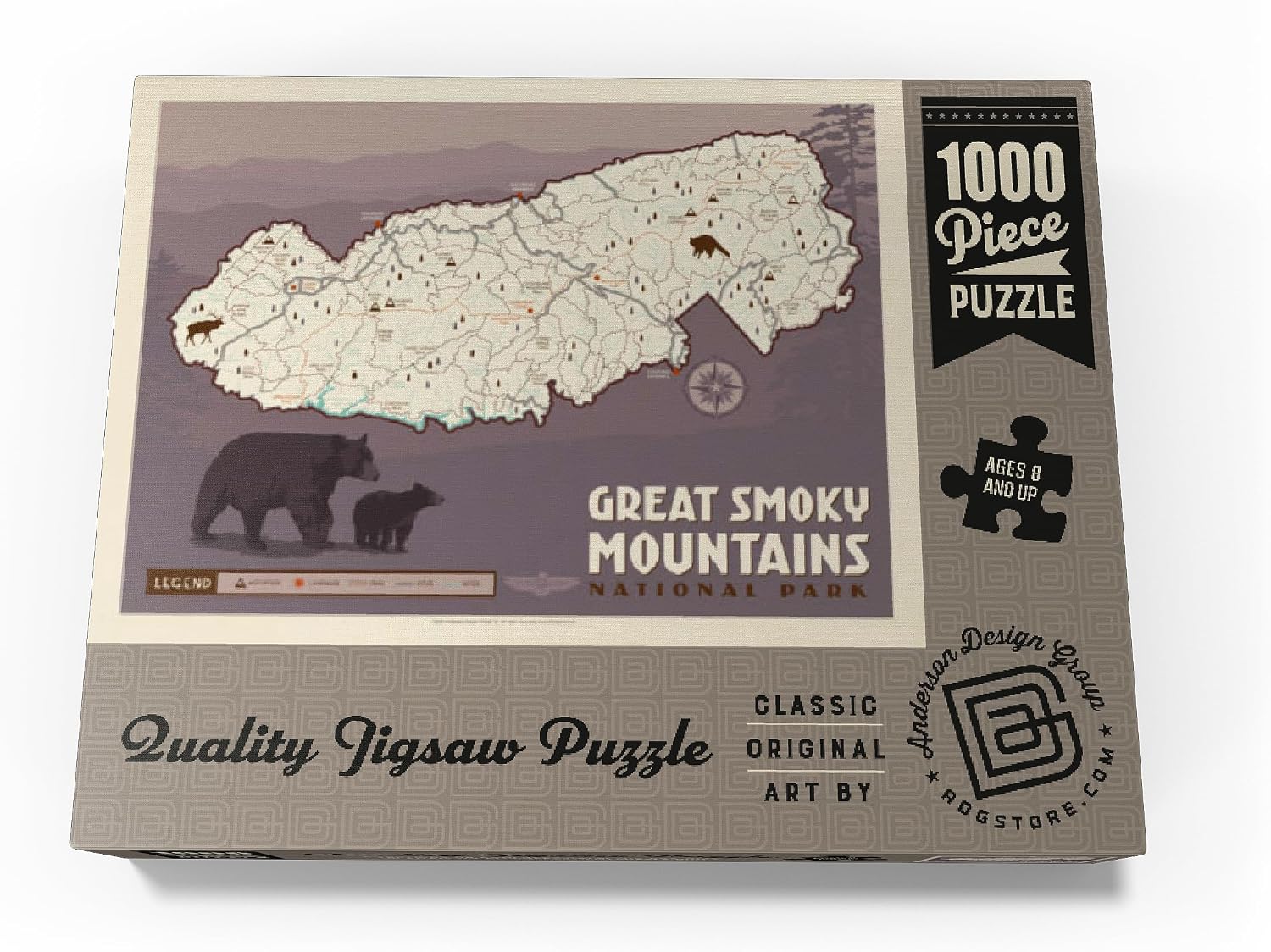 MyPuzzle Map of Great Smoky MTNS National Park, Vintage Poster - Premium 1000 Piece Jigsaw Puzzle for Adults