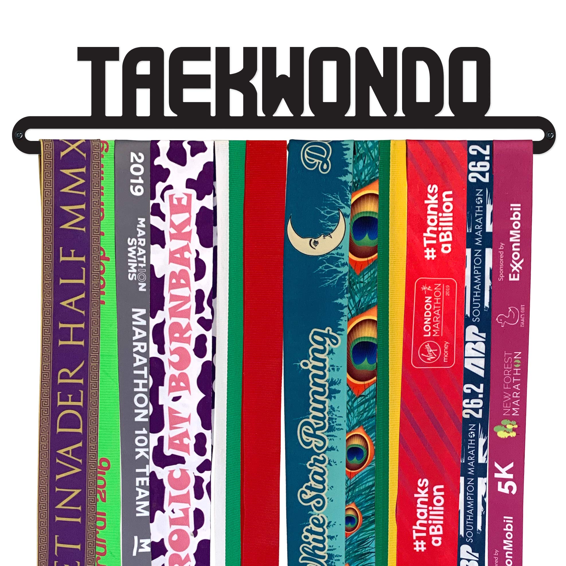 'Taekwondo' BLACK FINISH Medal Display Holder Stainless Steel - Made in Britain