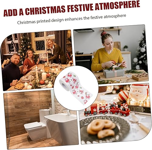 Miniatura 3 de NOLITOY 4 rollos de papel higiénico de Navidad, servilleta de Navidad para cocina, relleno de calcetines de Navidad, toalla de cocina desechable,