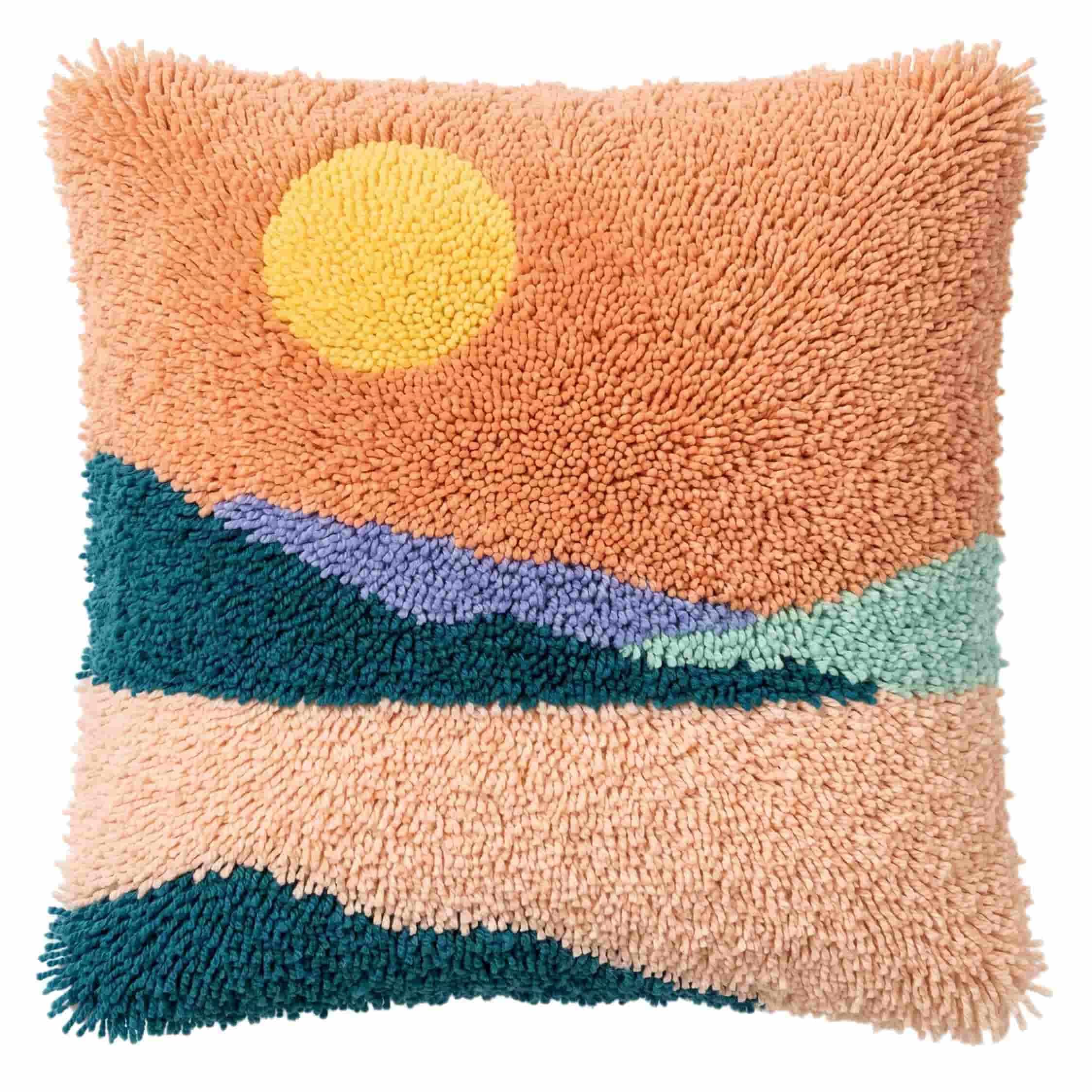 AxiangziK Latch Hook DIY Pillow Kit,Mountain Cushion Cover 43X43Cm