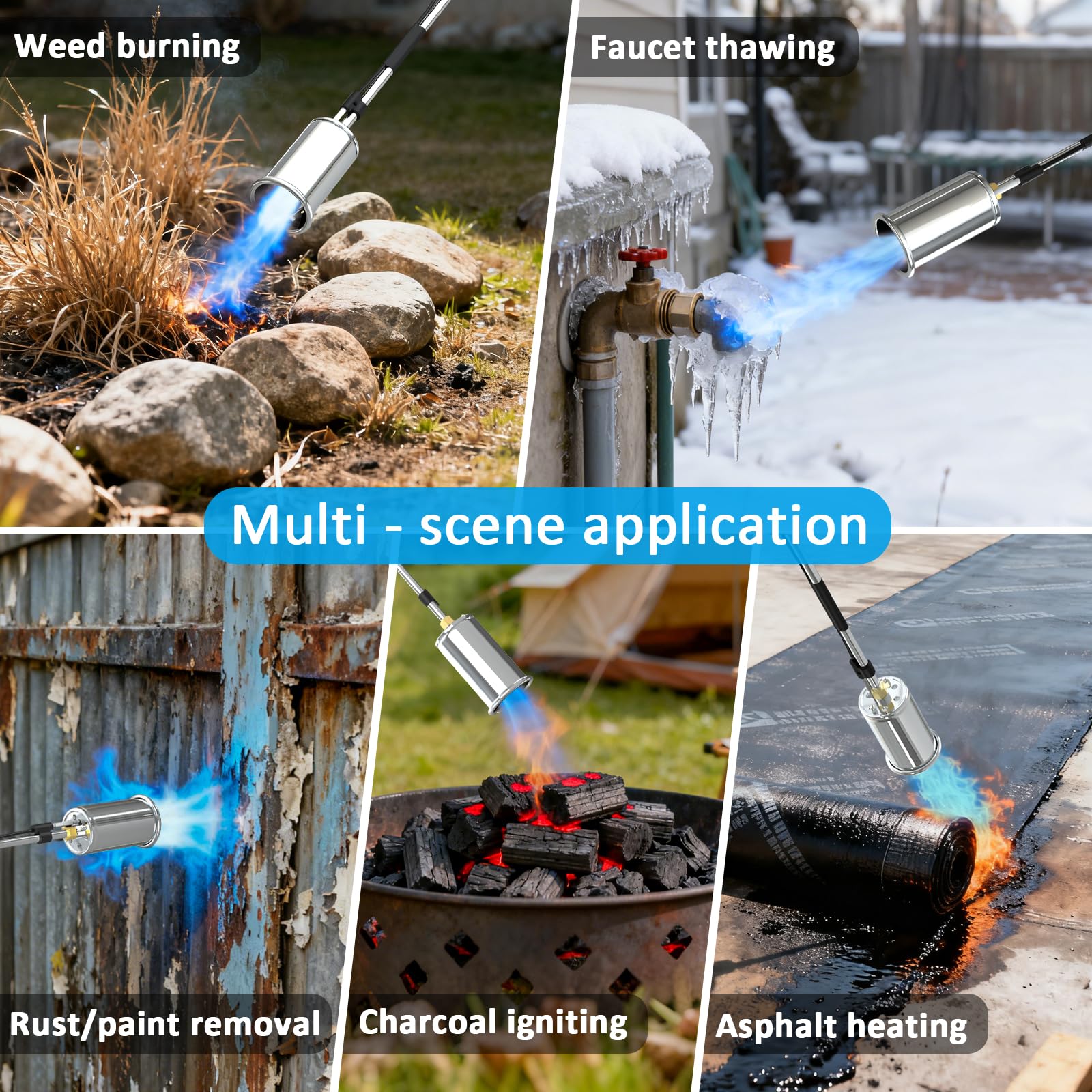 Quemador de malezas con antorcha de propano, lanzallamas de 1,800,000 BTU con función de encendido automático, para jardín, tocones, hielo, nieve y techos