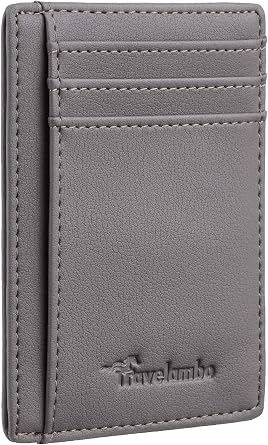 Travelambo Front Pocket Minimalist Leather Slim Wallet RFID Blocking Medium Size