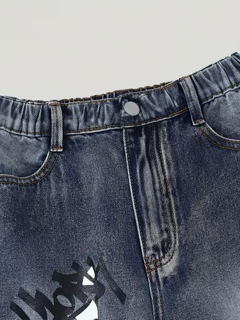 Jeans larghi da ragazza, gamba larga, jeans leggeri, Y2k, streetwear, per ragazze adolescenti, vita elasticizzata, hip hop, pantaloni casual per bambini, 6-16 anni
