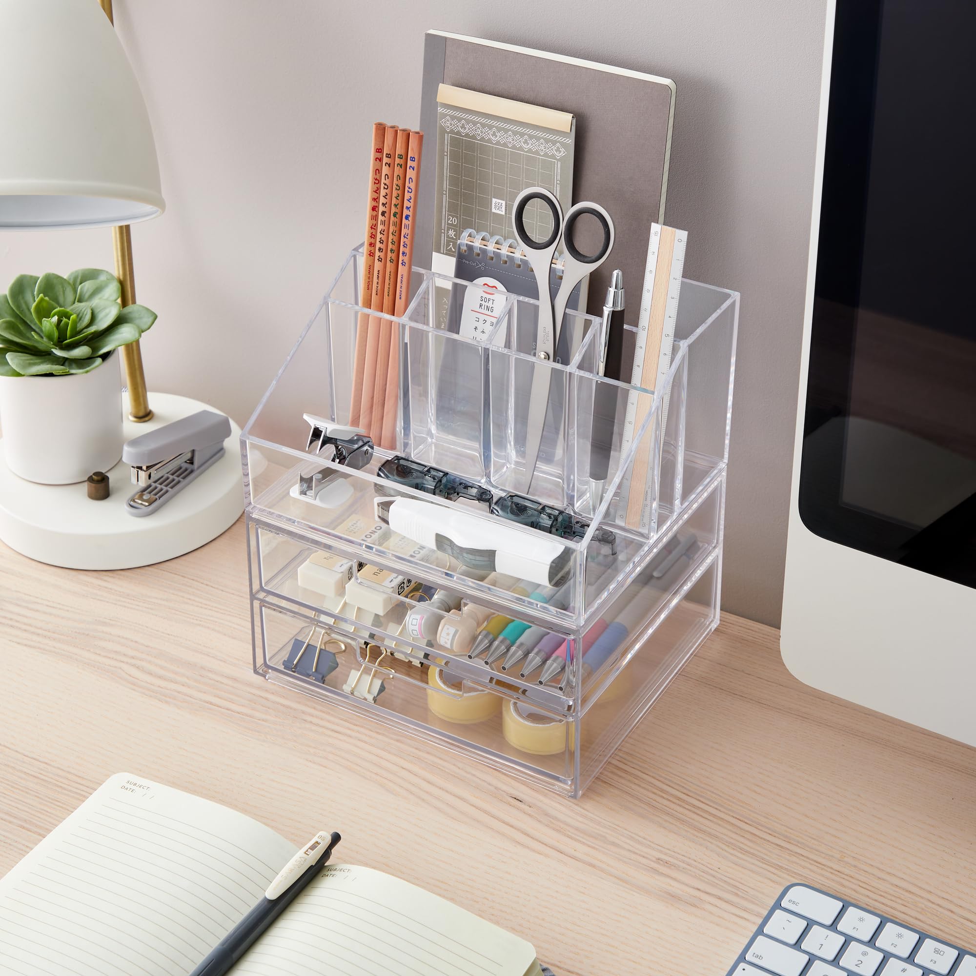STORi Chloe - Set di organizer impilabili per trucchi e cassetti, in plastica trasparente, senza BPA, made in USA, per organizzare pennelli, cosmetici e prodotti di bellezza
