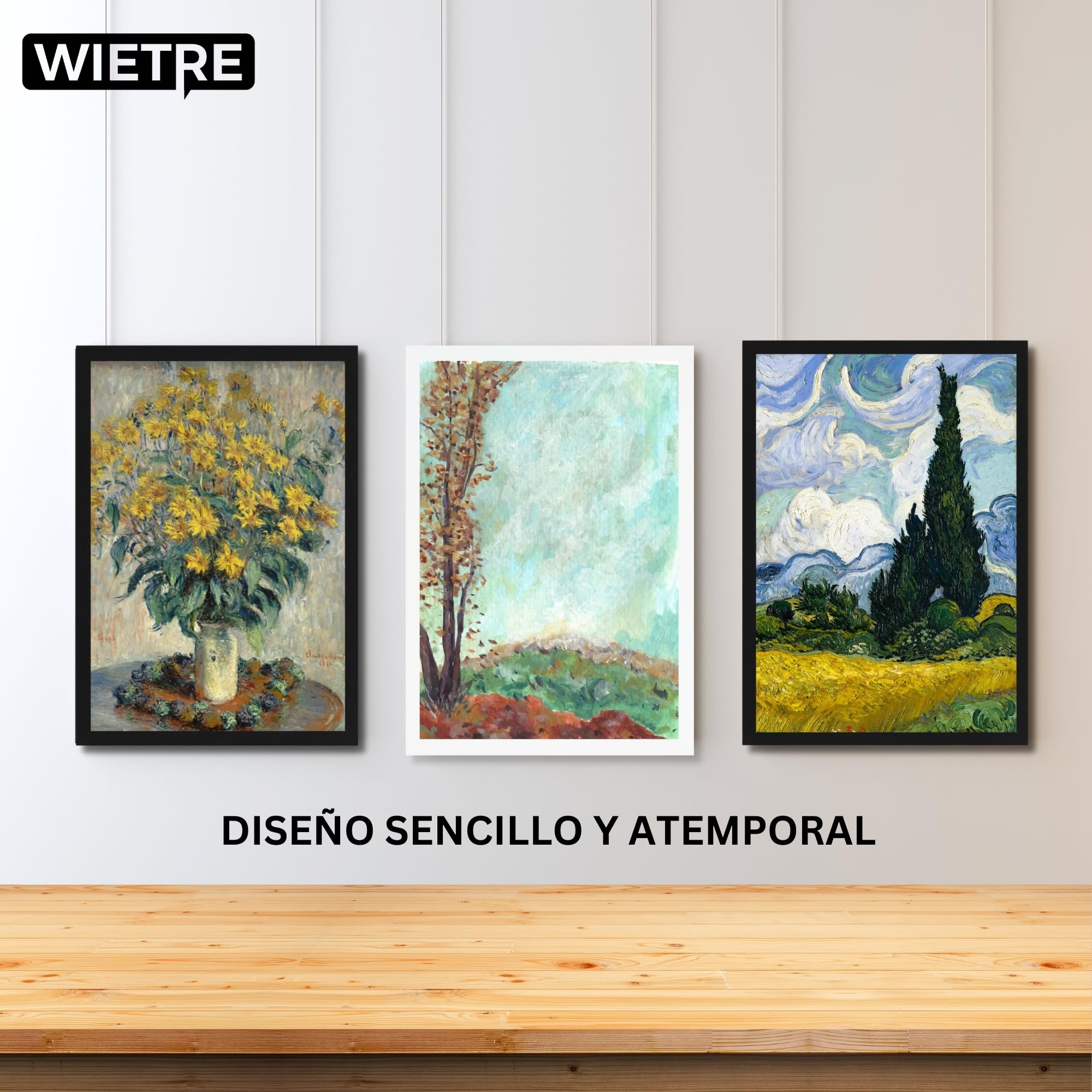 set de 4 marcos A4 21x30 cm madera MDF negra | marco póster | cristal acrílico inastillable | para colgar y poner de pie - para fotos, cuadros y pósters