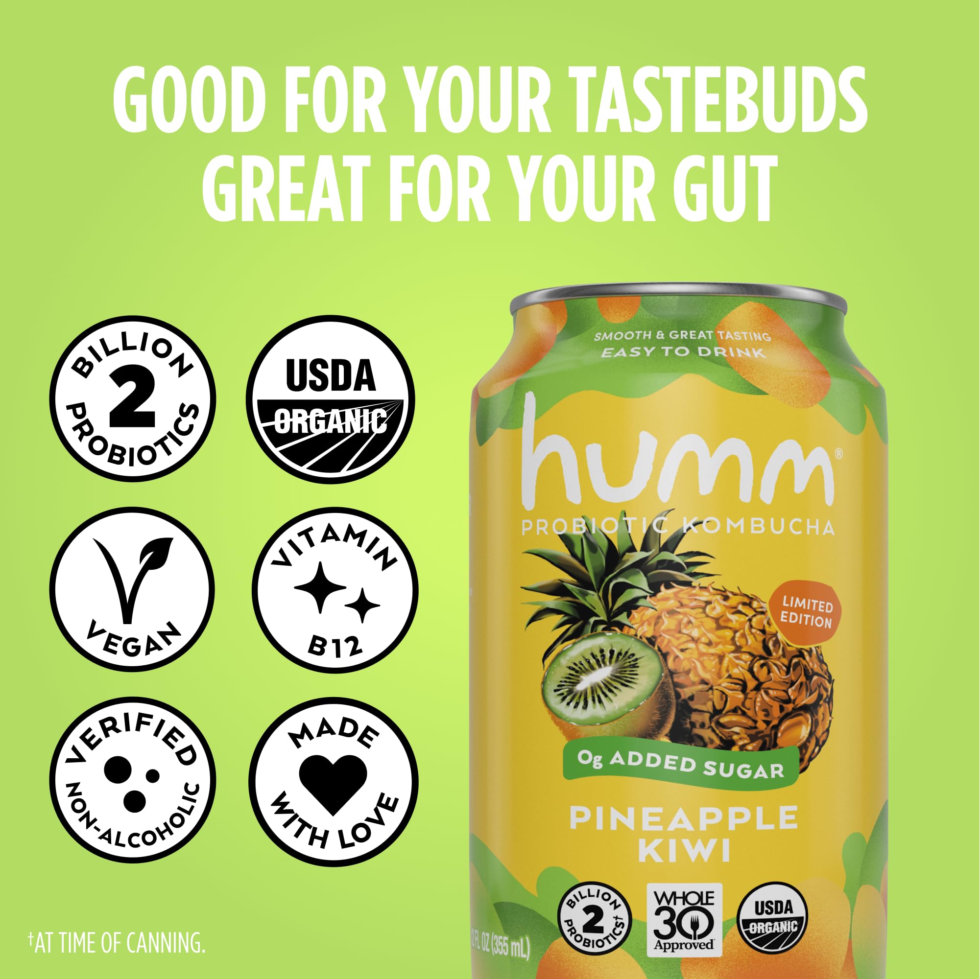 Amazon.com: Humm Whole30 Approved Kombucha, Pineapple Kiwi