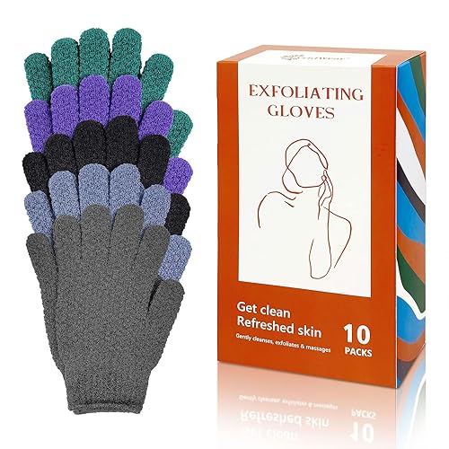 Miniatura 52 de Evridwear Guantes de baño exfoliantes de doble textura para ducha, spa, masaje y exfoliaciones corporales, removedor de células muertas de la piel