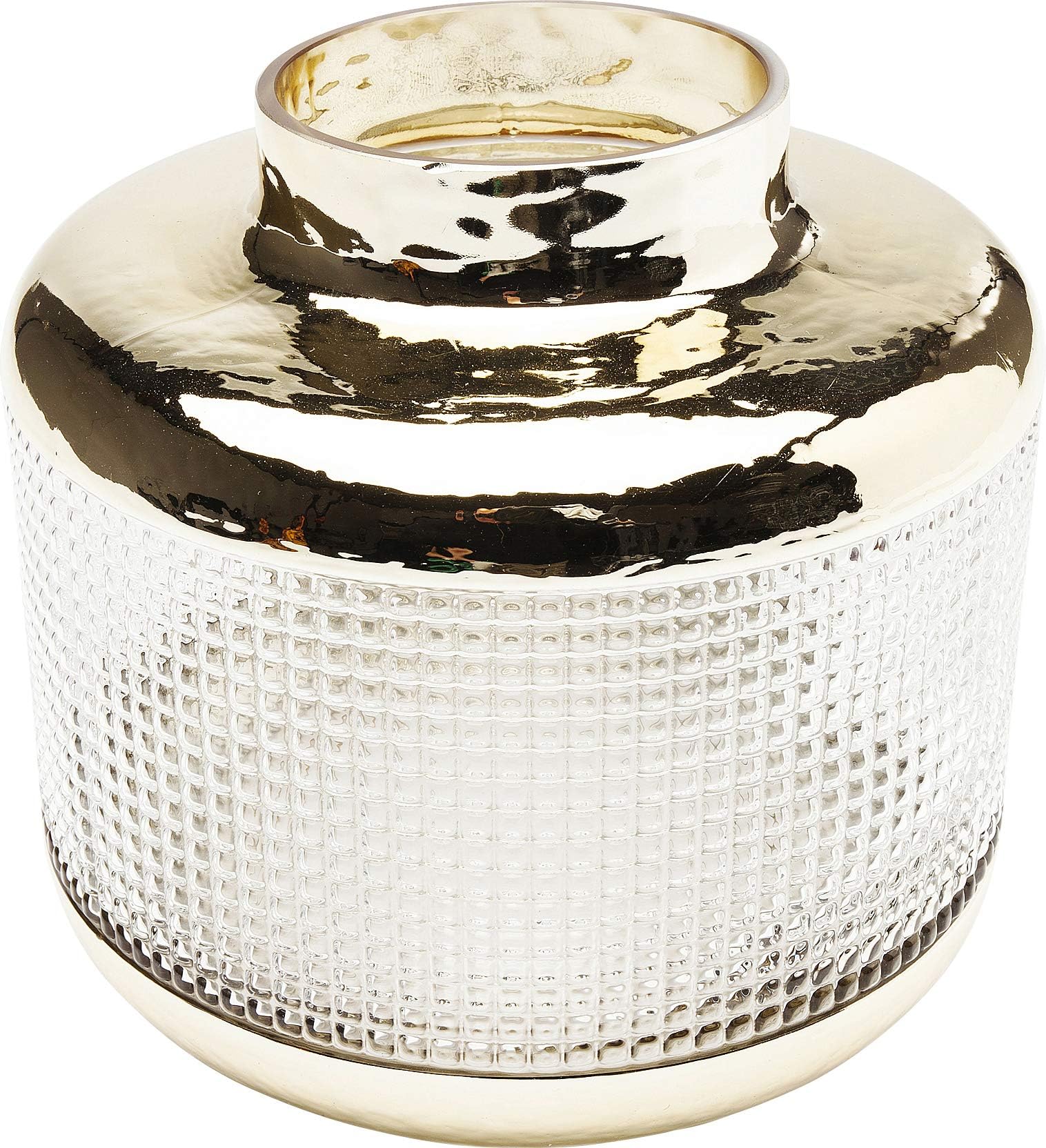 Kare Design Vase LA Noble, gold, tranparent, Glass Coloured, handmade, modern round vase for flowers, handblown room decor, home decor for living room, bedroom, 19x19,5x19,5cm (H/W/D)
