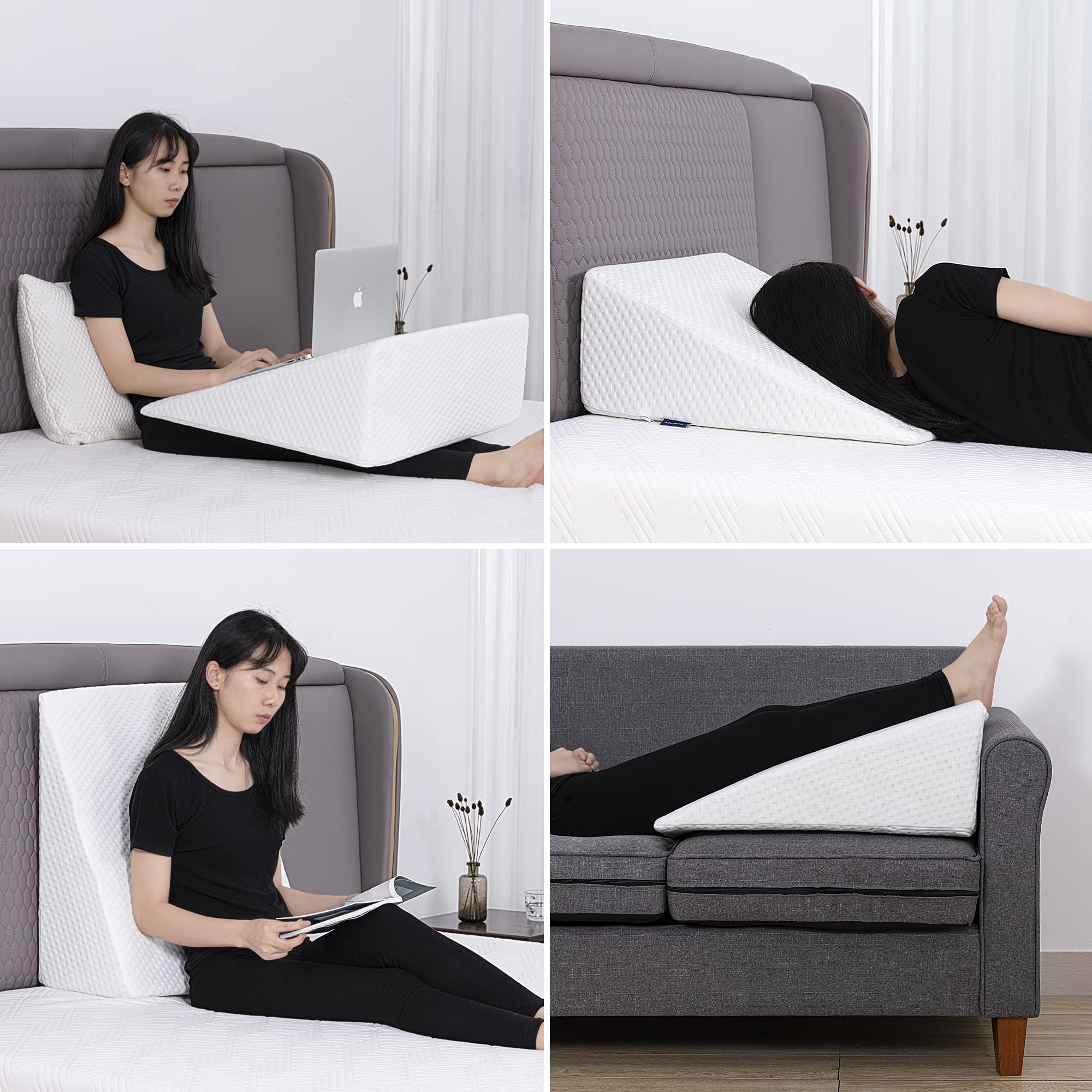 Molblly Bed Wedge Pillow 2 Pack Cooling Gel Memory Foam