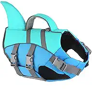 Dogcheer Dog Shark Life Jacket for Small, Medium & Large Dogs, Adjustable High Buoyancy Swim Vest with Rescue Handle, Reflective Pet Flotation Vest for Boating - Pine Green, L