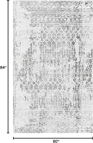 Vista 55 de StangH Alfombra para sala de estar, 5 x 7 pies, lavable, antideslizante, de lana sintética, alfombra de baño de pelo bajo, resistente, vintage