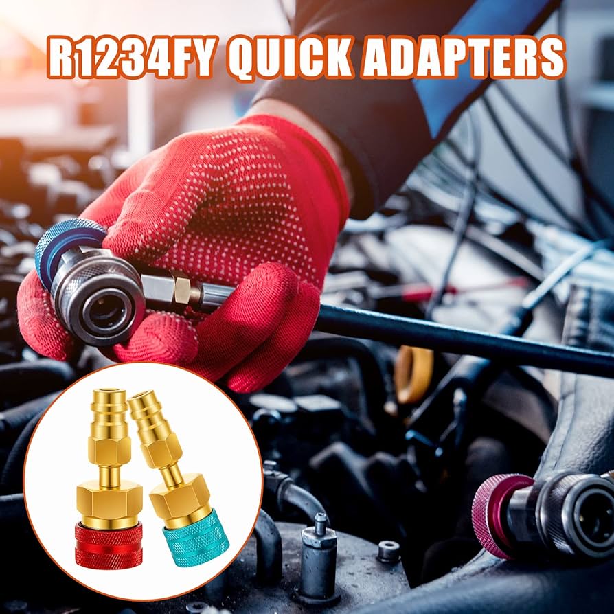R1234yf To R134a Adapter Kit - High/Low Side Couplers For AC Service (Blue & Red) R134 To R1234yf Adapter