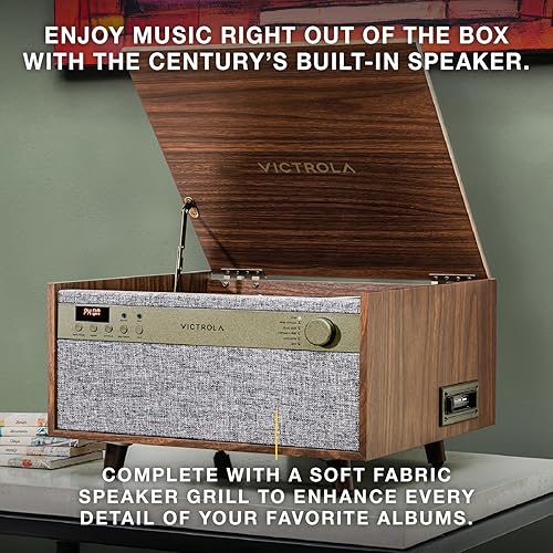 Miniatura 6 de Victrola Century - Tocadiscos de vinilo 6 en 1 y centro de música, tocadiscos de 3 velocidades, reproductor de CD y cassette, VINYLSTREAM, Bluetooth