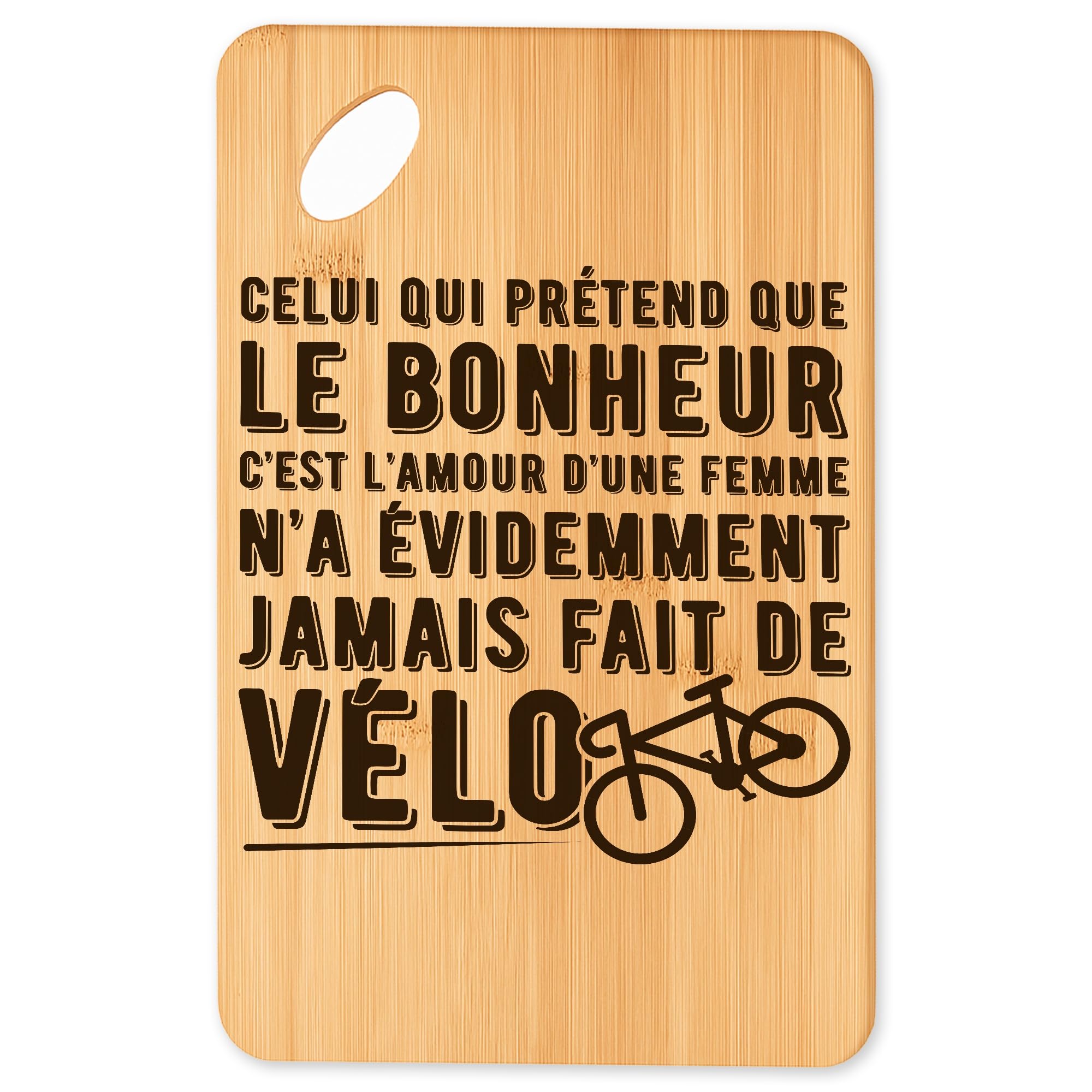 Planche à découper Velo 4 en bambou avec plateau apéro de cuisine pour barbecue