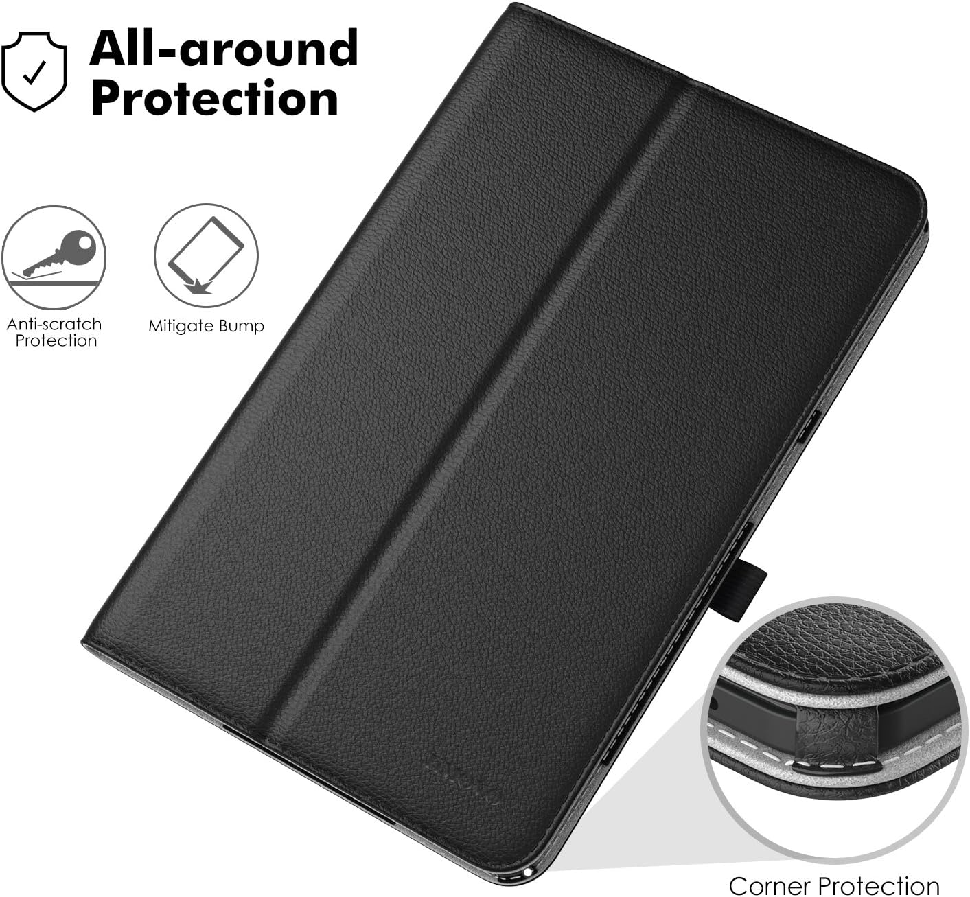 TiMOVO Cover Compatible for Samsung Tab A 10.1 Case, Slim Folding Stand Smart Case with Auto Wake/Sleep Fit Samsung Galaxy Tab A Case 10.1" 2016 Release(SM-T580/T585, No Pen Version), Black