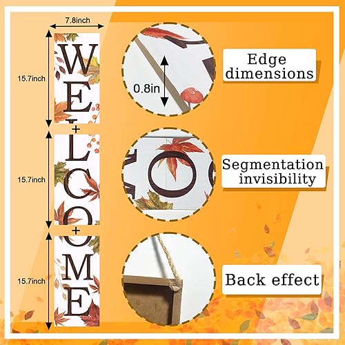 Miniatura 3 de Letrero de madera de otoño para porche de Acción de Gracias, decoración de puerta de bienvenida, otoño, de pie, para colgar en casa, puerta
