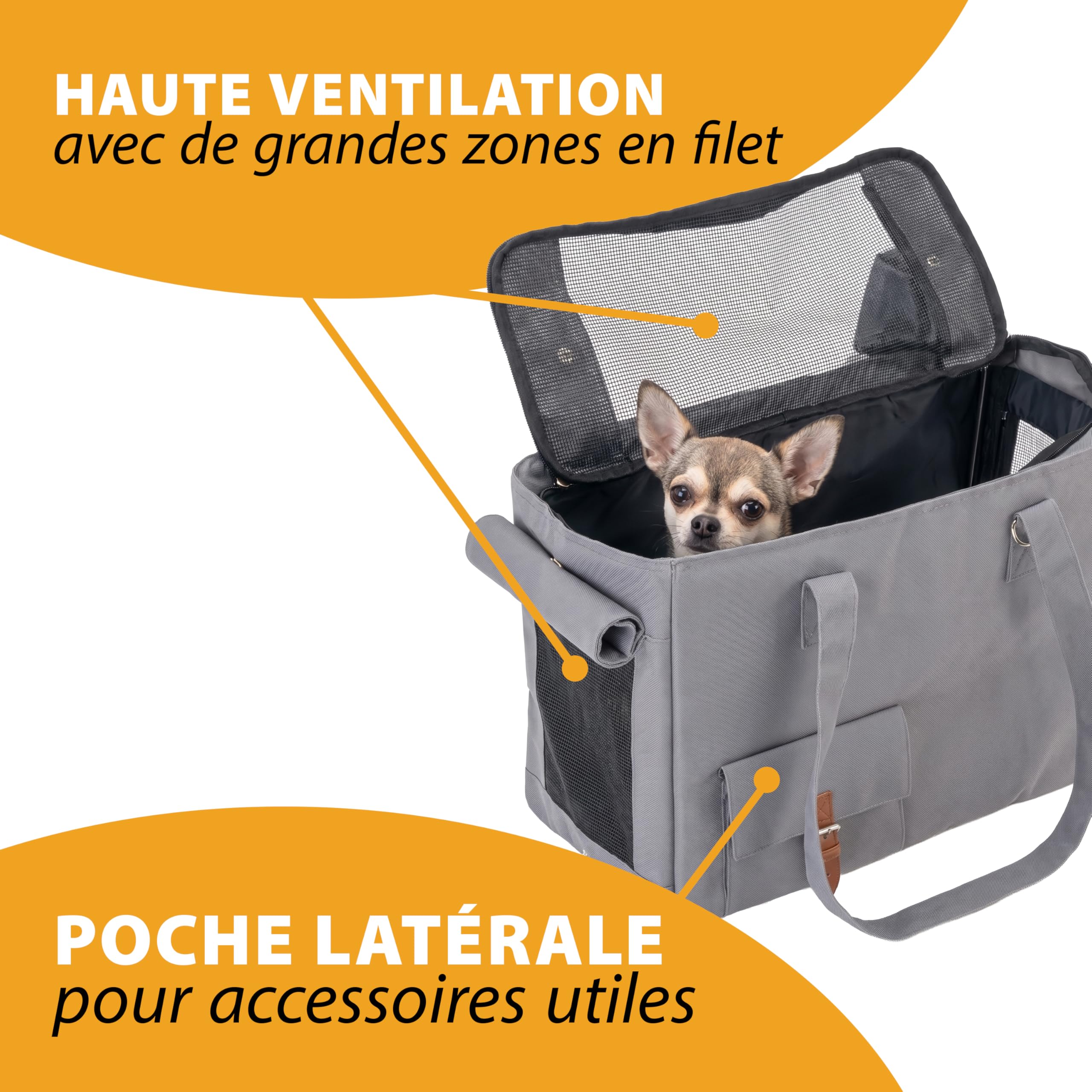 Ferplast Sac Transport Chien Jetset, Sac de Transport pour Chat, Caisse de Transport Chat, Sangle de sécurité, Max 12 kg, 40 x 20 x h 30 cm