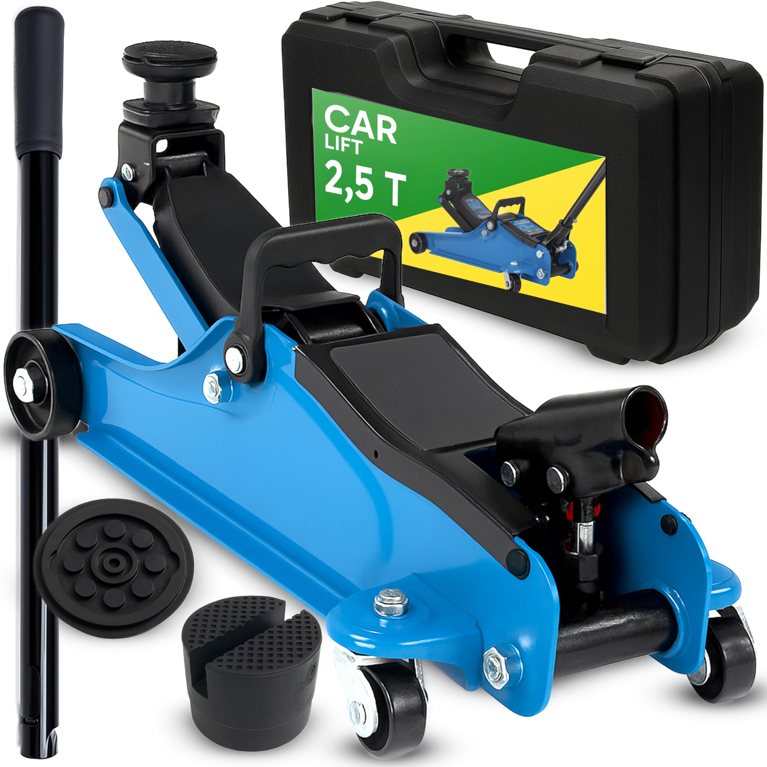 Retoo Hydrauliczny podnośnik samochodowy 2,5 t – podnośnik samochodowy o wysokości podnoszenia 85-365 mm i ramieniu dźwigni 50 cm, profil płaski, system podwójnego tłoka, bardzo stabilny, idealny do