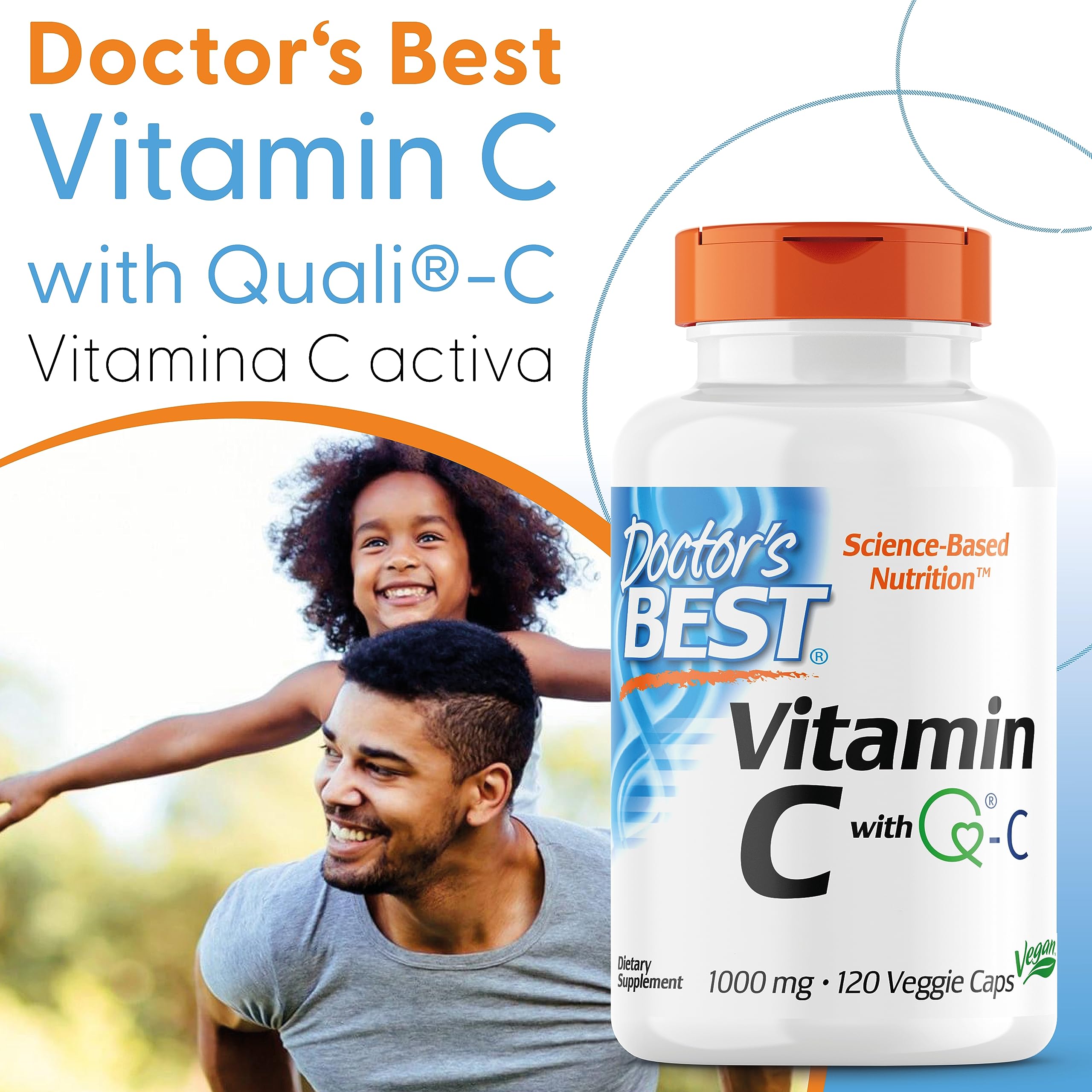 Doctor's Best, Vitamina C con Quali C, 1.000mg, 120 Cápsulas veganas, Probado en Laboratorio, Sin Gluten, Sin Soja, Vegetariano