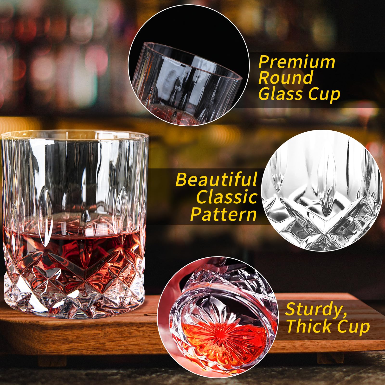 Verres à Whisky En Cristal Sans Plomb - Lot De 2 - 160 Ml - Fond Sphérique Rotatif - Rayures Verticales - 4