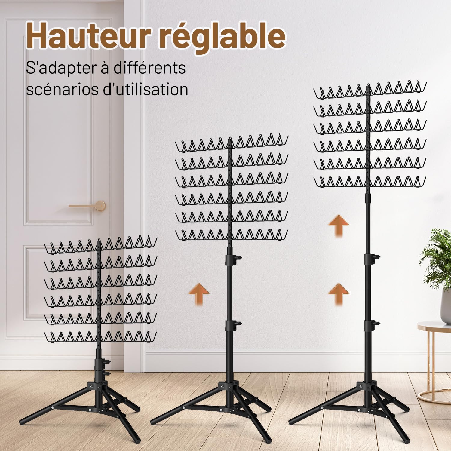 Support de Coiffure pour Tressage, Trépied Réglable en Hauteur, Présentoir à 144 Outils Professionnels, Noir