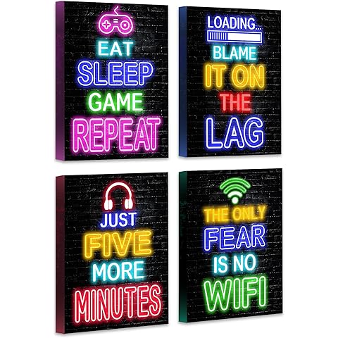 Drsoum Video Game Room Decor for Boys Gaming Wall Art Neon Gaming Decor Game Poster FRAMED 8