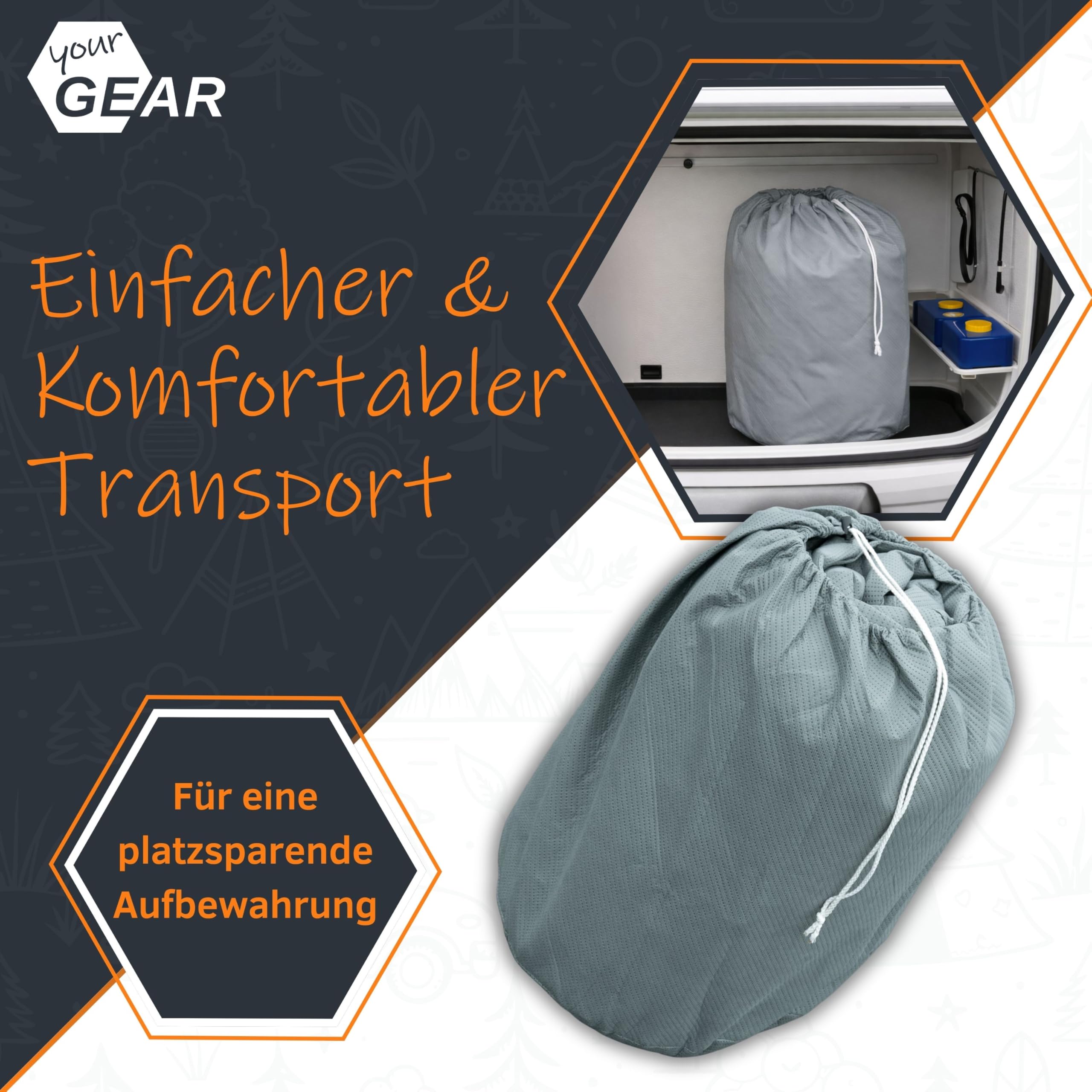 your GEAR Funda para autocaravana Bonito 470-510 • Funda protectora para autocaravana de 4 capas para una anchura de 230 a 250 cm