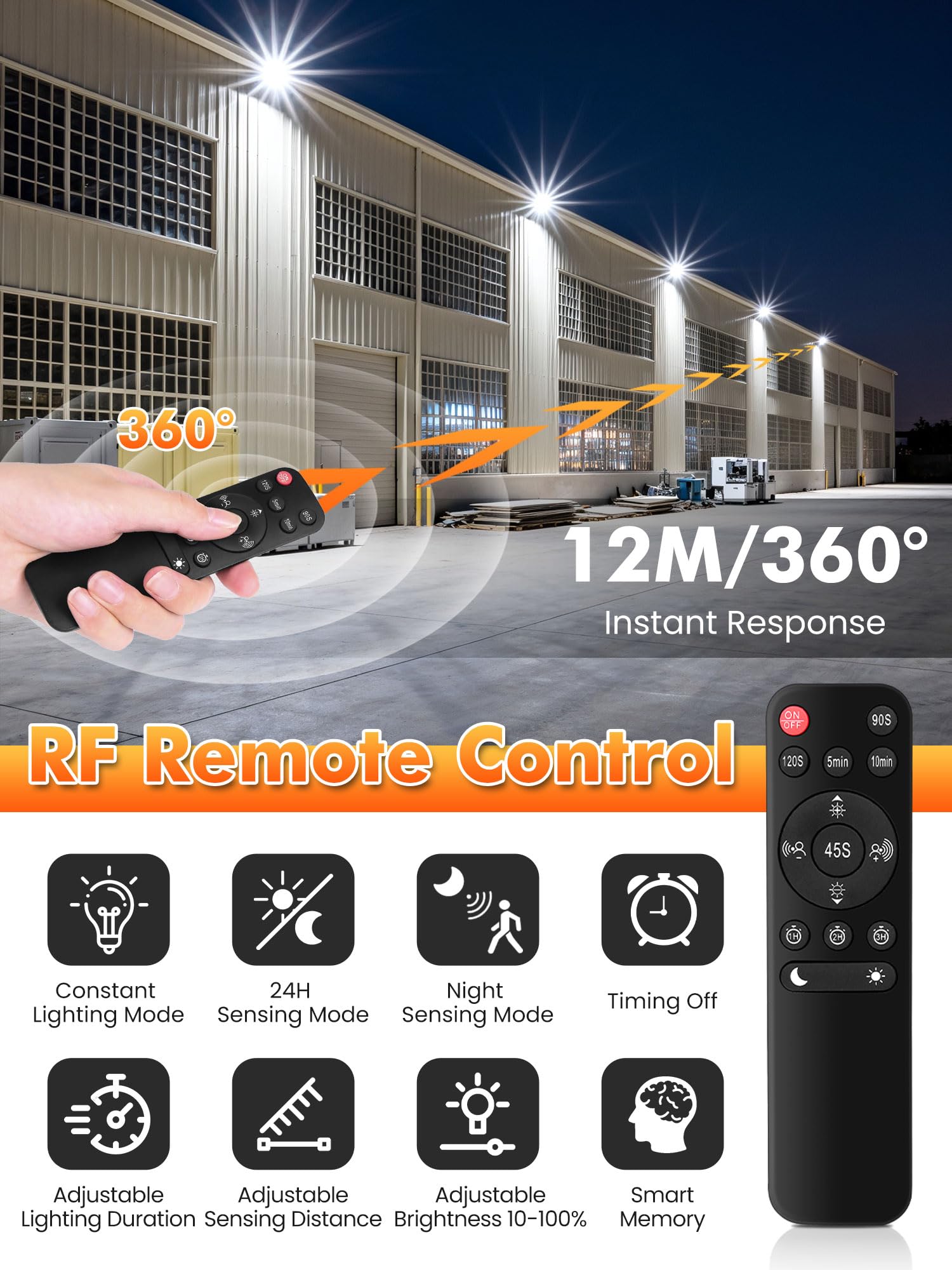 MEIKEE Foco LED con Sensor de Movimiento 70W 6580LM 6500K Blanco Frío Focos Led Exterior con Detector 3 Cabezas Luz de Seguridad Mando a distancia IP66 Impermeable para Jardín Patio Garaje Entrada
