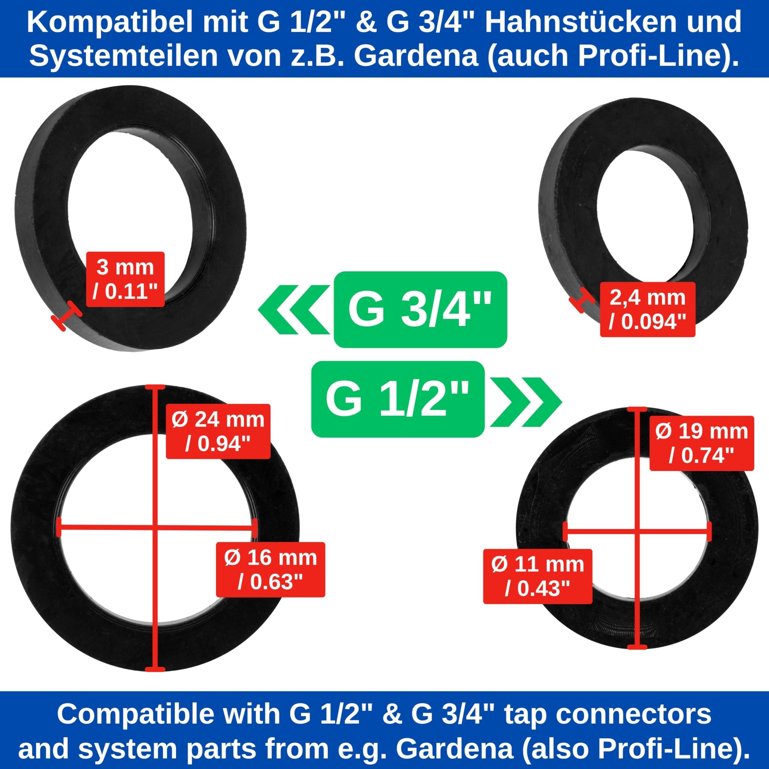 Replacement flat seals set, 24 pieces, for G 1/2" and 3/4" garden connector systems - Image 4