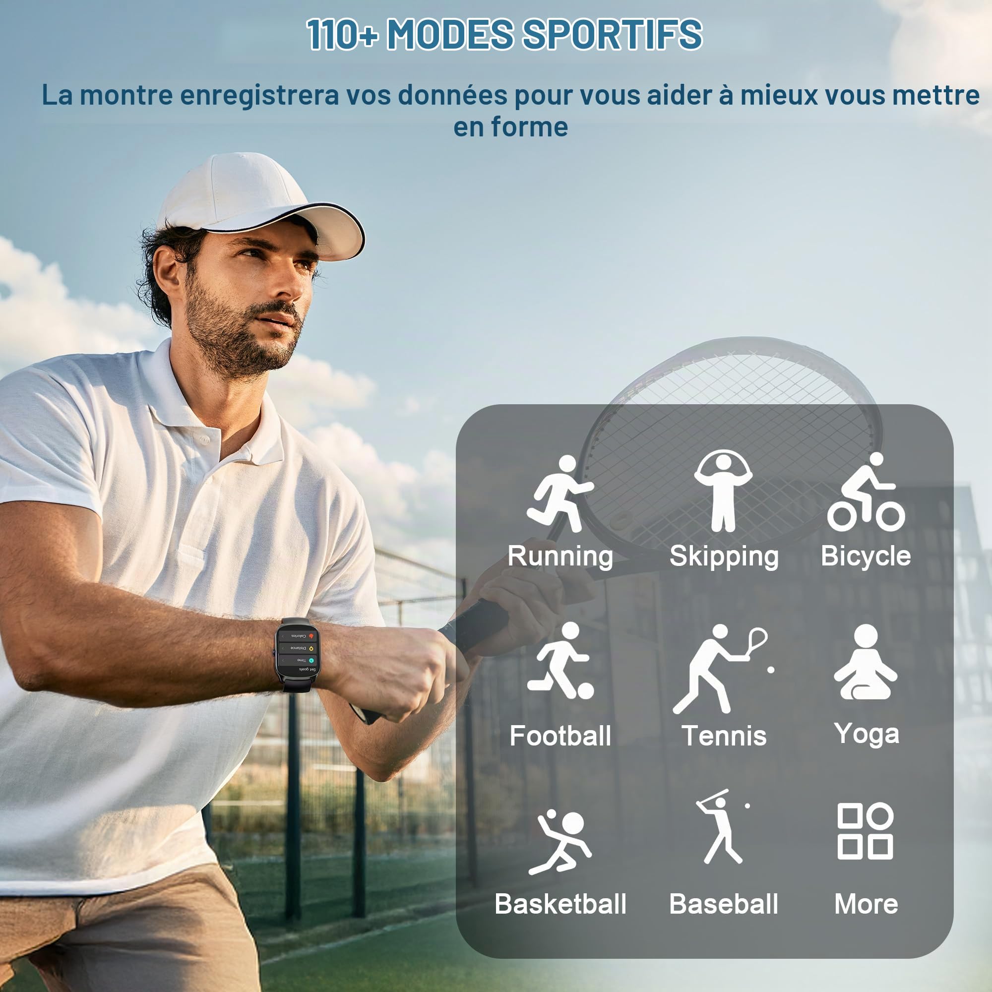 STECEi Montre Connectée Homme Femmes avec Appel Bluetooth, Écran Incurvé HD 1,95'' Smartwatch avec Réception/Émission d’Appels, 112 Modes Sportifs, Podomètre/Sommeil/Cardiomètre, Étanche IP68, Noir