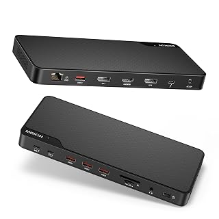 MOKiN Thunderbolt 4 Dock - 16 Ports, Laptop Docking Station Dual Monitor for MacBook, Docking Station 3 Monitors for Windows with 150W DC Power,TB4 Cable,2.5 Gigabit Ethernet(Thunderbolt™ Certified) - Amazon product rated Grade A
