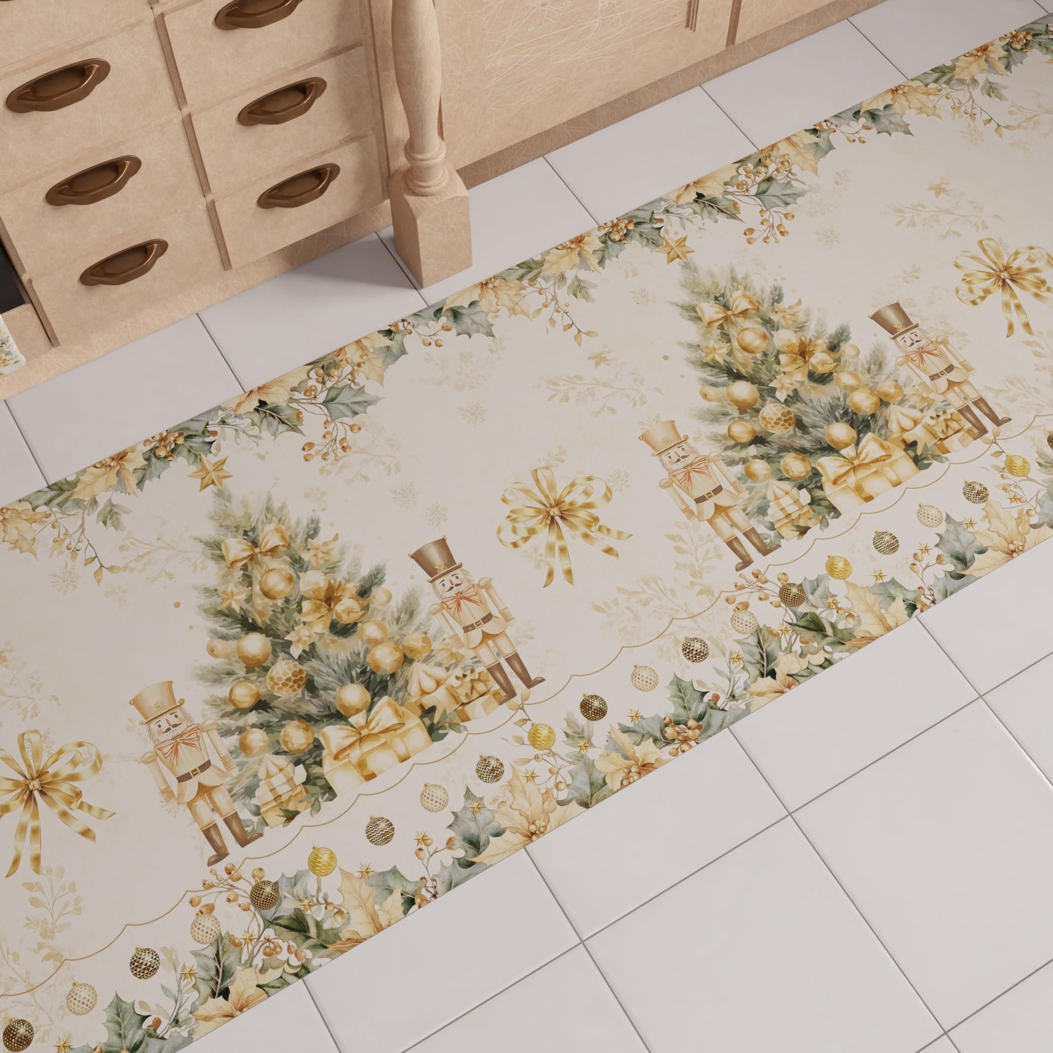 Tapis de cuisine de Noël fabriqué en Italie élégance Xmas Gold PETTI