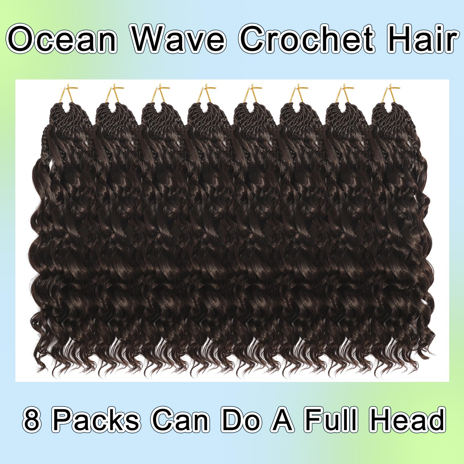 FLWAI Pre Looped Ocean Wave Crochet Hair 14 Inch 8 Packs Boho Style Hair Extensions Short Curly Crochet Hair Pre Twisted Synthetic Deep Wavy Curly Braiding Hair for Women (4#) - Image 4