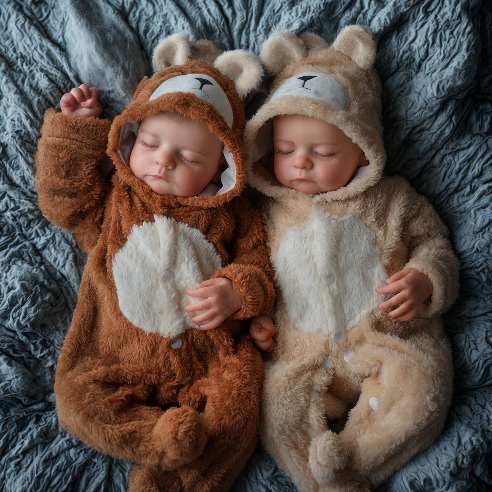 BABESIDE Lifelike Reborn-Baby Dolls Twins Boy 20 Inch Realistic Reborn Babies Dolls Newborn Baby with Soft Cloth Body Handmade Real Life Baby Dolls with Toy Accessories Close Eyes