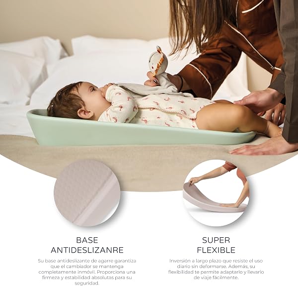 Ms BabyWorld FOAMY - Cambiador de Bebé Antideslizante EVA - Impermeable, Fácil de limpiar, Compacto para Viajes y Uso Diario | Desde 0m hasta 12 meses| 67x41x10 (Arena) - 5