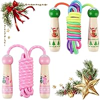 Vista 14 de Cuerda de Saltar para Niños, Lorvain Cuerda de Saltar Ajustable, Cuerdas de Saltar para Niños con Mango de Madera para Niñas y Niños, Cuerdas