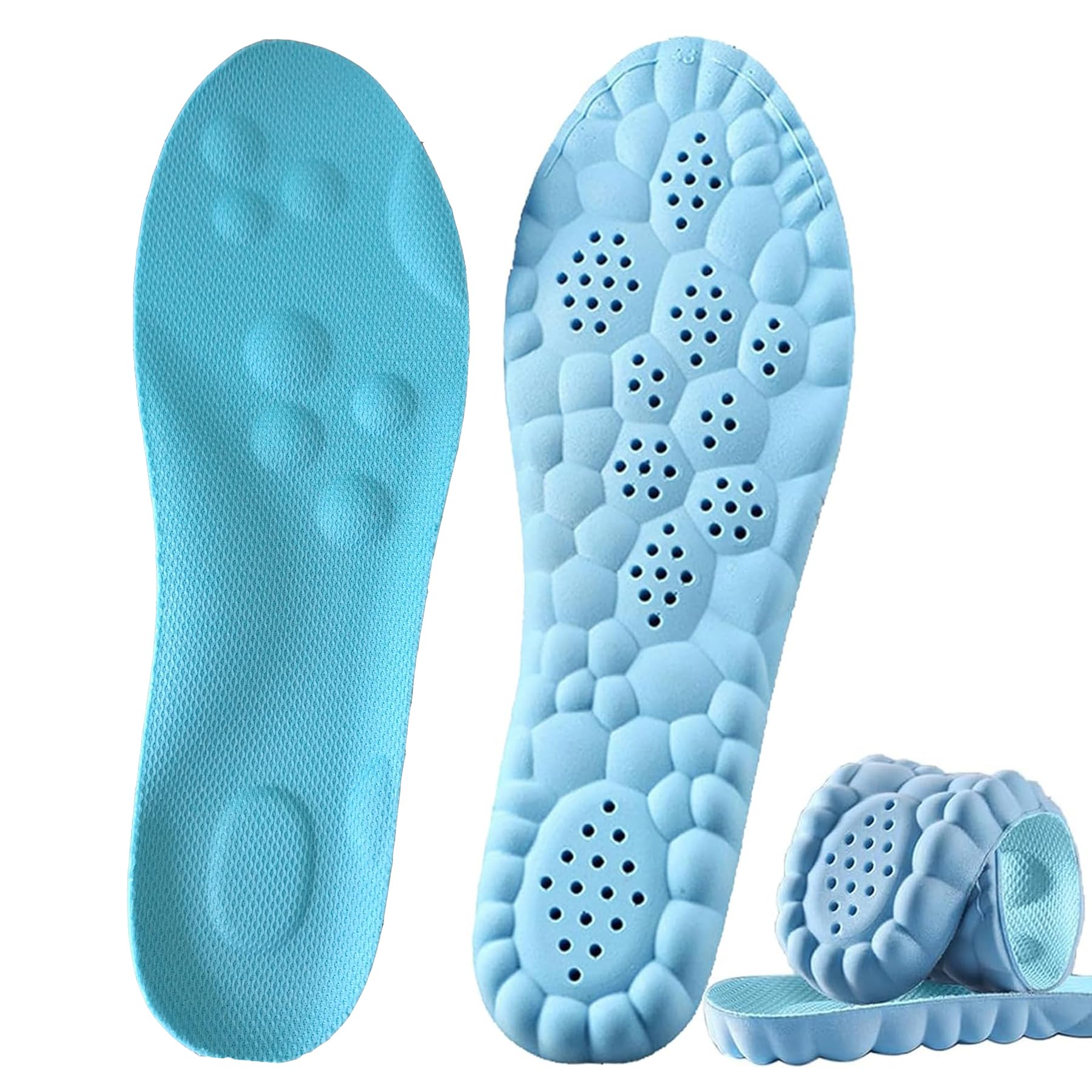 Cloud Insoles for Men Women,4D Cloud Technology Insole, Cloudstride 4D Insoles, Super Soft Cloud Step Insoles, U-Shape Memory Foam Insoles (Blue, Men 8-8.5/Women 9.5-10)