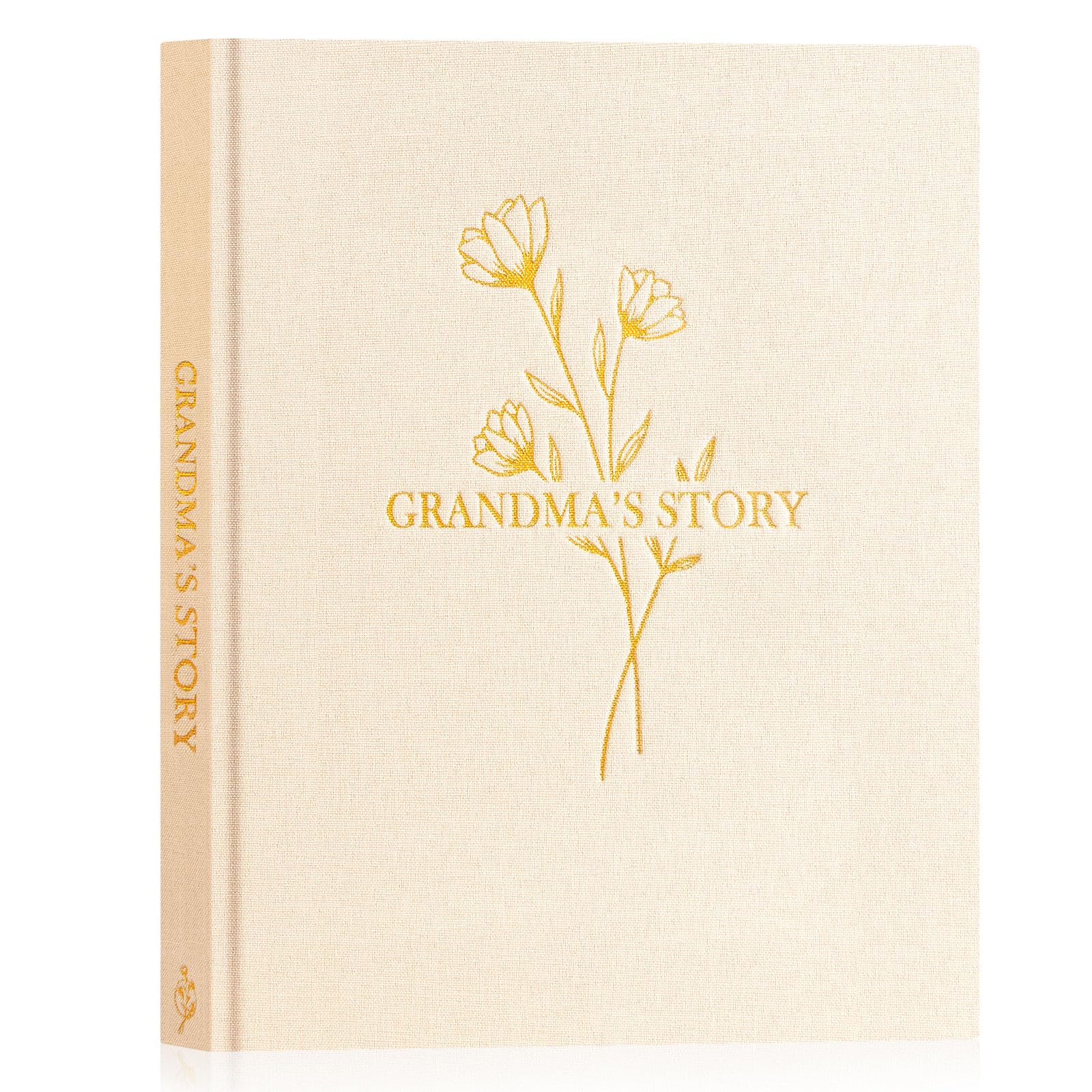 Lanpn Grandma Life Story Book Journal with 260+ Prompts, Linen Hardcover Grandmother Guided Journal Memory Keepsake Book to Fill Out, Birthday Mother's Day Christmas Grandmas Gift, Beige
